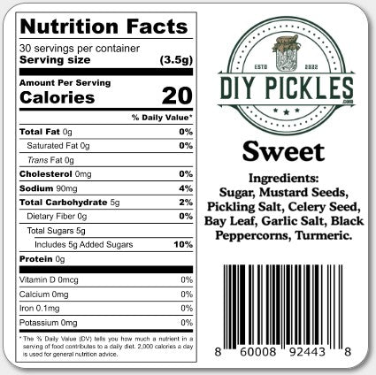 DIY Pickles Sweet Label